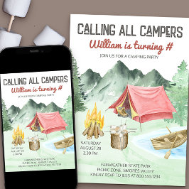 Oproep Alle Campers Jongens Verjaardag Camping Par Kaart