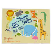 Oproep alle feestbeesten kinderen verjaardagsfeest groot cadeauzakje (Achterkant)