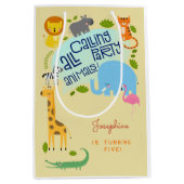 Oproep alle feestbeesten kinderen verjaardagsfeest medium cadeauzakje (Voorkant)