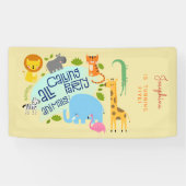 Oproep alle feestbeesten kinderen verjaardagsfeest spandoek (Horizontaal)