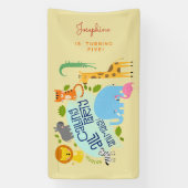 Oproep alle feestbeesten kinderen verjaardagsfeest spandoek (Verticaal)