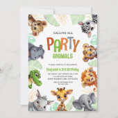 Oproep alle feestdieren schattig Oerwoud verjaarda Kaart (Voorkant)