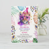 Oproep alle feestdieren verjaardag uitnodiging (Staand voorkant)