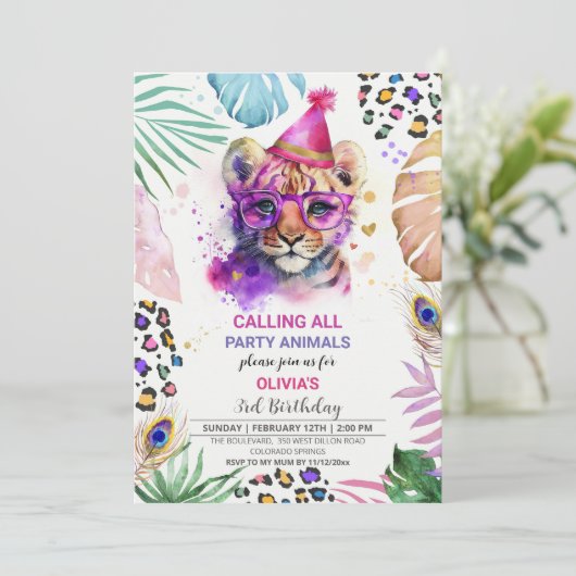 Oproep alle feestdieren verjaardag uitnodiging (Staand voorkant)