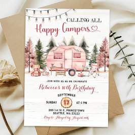 Oproep Alle Happy Campers Roze Camper Van Verjaard Kaart