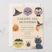 Oproep alle monster Halloween Verjaardagsfeest Kaart (Voorkant)