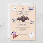 Oproep alle monster Halloween Verjaardagsfeest Kaart (Voorkant)