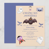 Oproep alle monster Halloween Verjaardagsfeest Kaart (Voorkant / Achterkant)