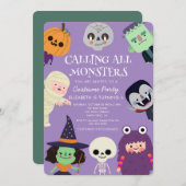 Oproep alle monster Halloween Verjaardagsfeest Kaart (Voorkant / Achterkant)