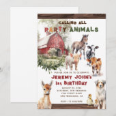 Oproep Alle Party Boerderij Dieren Verjaardag Kaart (Voorkant / Achterkant)