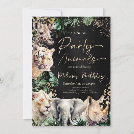 Oproep Alle Party Dier Verjaardag Uitnodiging (Voorkant)