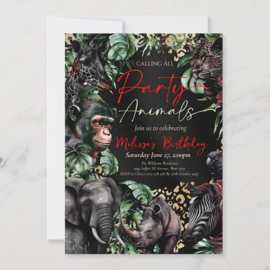 Oproep Alle Party Dier Verjaardag Uitnodiging (Voorkant)