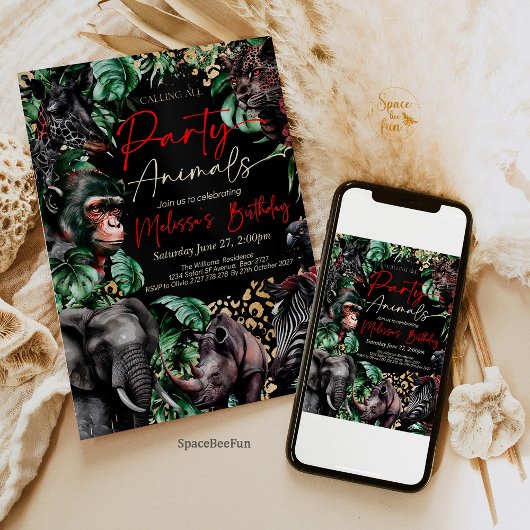 Oproep Alle Party Dier Verjaardag Uitnodiging