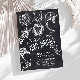 Oproep Alle Party Dieren Chalkboard Verjaardag Kaart