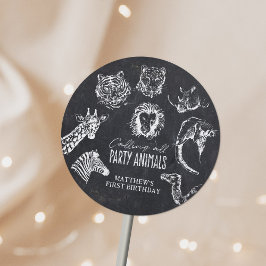 Oproep Alle Party Dieren Chalkboard Verjaardag Ronde Sticker