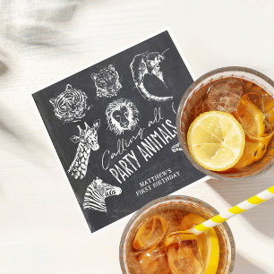 Oproep Alle Party Dieren Chalkboard Verjaardag Servet