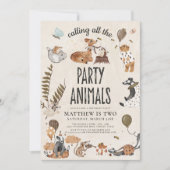 Oproep Alle Party Dieren Jongen Verjaardag Kaart (Voorkant)