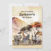 Oproep Alle Party Dieren Safari Dieren Verjaardag Kaart (Achterkant)