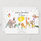 Oproep Alle Party Dieren Safari Jongen Meisje Verj Kaart (Voorkant)