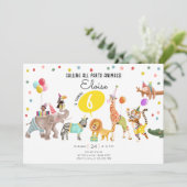 Oproep Alle Party Dieren Safari Jongen Meisje Verj Kaart (Staand voorkant)