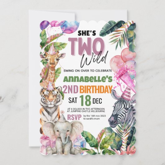 Oproep Alle Party Dieren Safari Verjaardagsfeest Kaart (Voorkant)