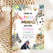 Oproep Alle Party Dieren Safari Zoo Meisje Verjaar