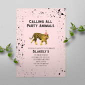 Oproep Alle Party Dieren Tijger Roze Verjaardag Kaart
