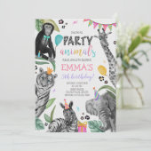 Oproep Alle Party Dieren Verjaardag Uitnodiging (Staand voorkant)