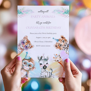 Oproep Alle Party Dieren Verjaardag Uitnodiging