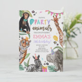 Oproep Alle Party Dieren Verjaardag Uitnodiging (Staand voorkant)