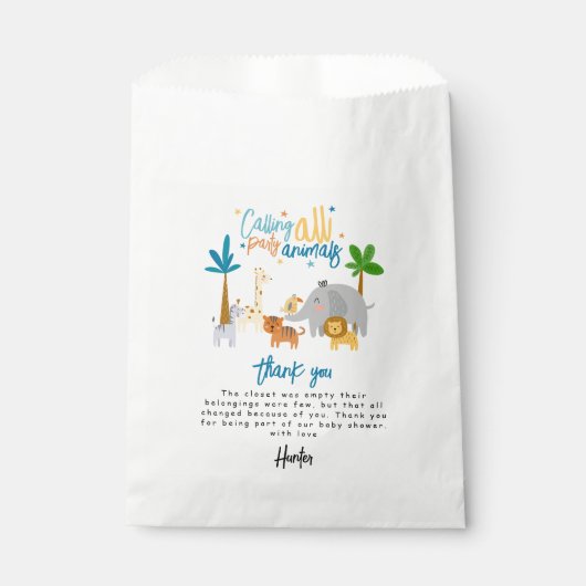 Oproep Alle Party Dieren Verjaardagsfeestje Bedankzakje (Voorkant)