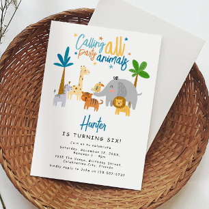 Oproep Alle Party Dieren Verjaardagsfeestje Kaart