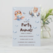 Oproep Alle Party Dieren Vliegtuig Verjaardag Part Kaart (Staand voorkant)