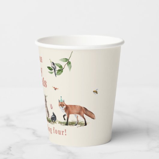 Oproep Alle Party Dieren Woodland Meisje Verjaarda Papieren Bekers (Achterkant)