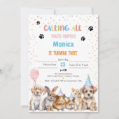Oproep alle pawty dieren verjaardagsfeestje kaart (Voorkant)