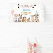 Oproep alle pawty dieren verjaardagsfeestje spandoek (Insitu)
