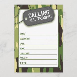 Oproep Alle troepen vul in de blanco uitnodiging