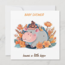 Oproep Kawaii Een beetje Hippo baby shower