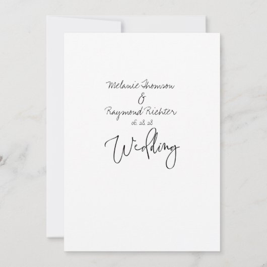 Oproep met handgeschreven bruiloft kaart (Achterkant)