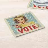 Oproep tot actie: stem! kartonnen onderzetters (Schuin)