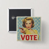 Oproep tot actie: stem! vierkante button 5,1 cm (Voorkant /achterkant)