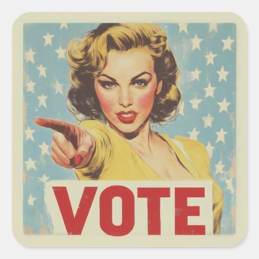 Oproep tot actie: stem! vierkante sticker (Voorkant)