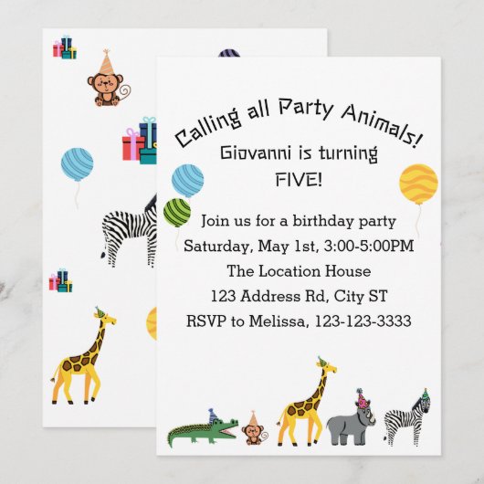  oproep tot alle partijdieren kaart (Voorkant / Achterkant)