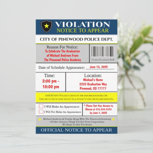 Oproep tot het indienen van een Afstuderen wegens  Kaart (Staand voorkant)