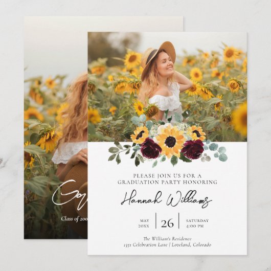 Oproep van de fotograaf Zonnebloem Kaart (Voorkant / Achterkant)