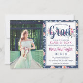 Oproep van de Graduation Party, Floral Kaart (Voorkant)