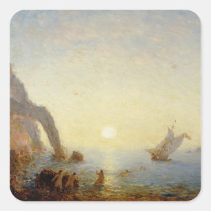 Oproep van de Sirenen (olie op doek) Vierkante Sticker