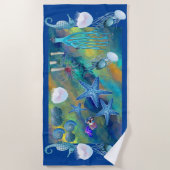 Oproep van het Zee Marine Life Blue Ocean Zeester Strandlaken (Voorkant)
