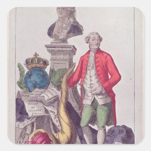 Oproep van Jacques Necker 16 juli 1789 Vierkante Sticker (Voorkant)