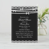  oproep voor een zwarte bridal met kant en parel kaart (Staand voorkant)